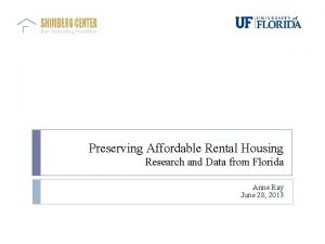 Preserving Affordable Rental Housing Research and Data from