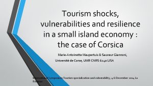 Tourism shocks vulnerabilities and resilience in a small