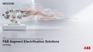 CONFIDENTIAL FB Segment Electrification Solutions ELECTRIFICATION PRODUCTS DISTRIBUTION