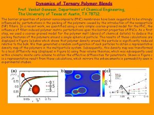 Dynamics of Ternary Polymer Blends Prof Venkat Ganesan