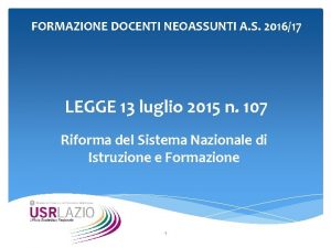 FORMAZIONE DOCENTI NEOASSUNTI A S 201617 LEGGE 13