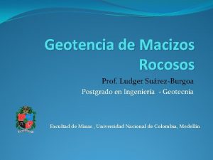 Geotencia de Macizos Rocosos Prof Ludger SurezBurgoa Postgrado