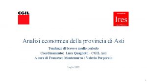 Analisi economica della provincia di Asti Tendenze di