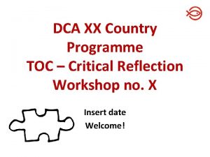 DCA XX Country Programme TOC Critical Reflection Workshop
