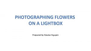 PHOTOGRAPHING FLOWERS ON A LIGHTBOX Prepared by Kieulan