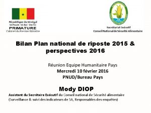 Bilan Plan national de riposte 2015 perspectives 2016