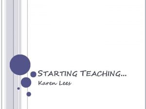 STARTING TEACHING Karen Lees CONGRATULATIONS Youve just about