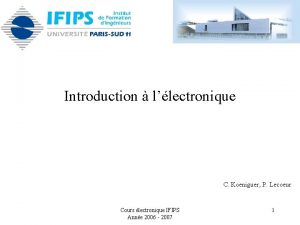 Introduction llectronique C Koeniguer P Lecoeur Cours lectronique