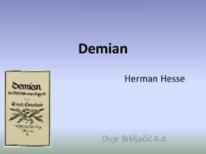 Demian Herman Hesse Duje Brkljai 4 d O