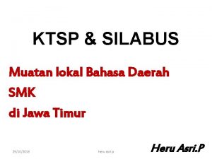 KTSP SILABUS Muatan lokal Bahasa Daerah SMK di