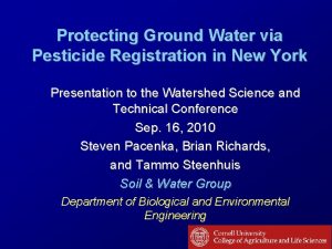 Protecting Ground Water via Pesticide Registration in New