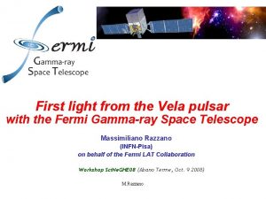 First light from the Vela pulsar with the