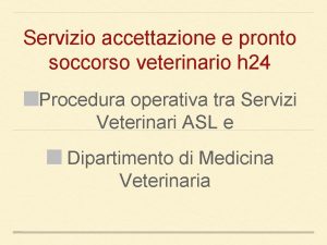Servizio accettazione e pronto soccorso veterinario h 24