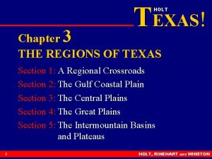 TEXAS HOLT Chapter 3 THE REGIONS OF TEXAS