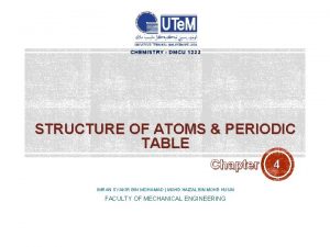 CHEMISTRY DMCU 1233 STRUCTURE OF ATOMS PERIODIC TABLE