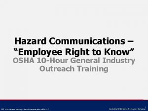 Hazard Communications Employee Right to Know OSHA 10