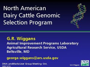 North American Dairy Cattle Genomic Selection Program G