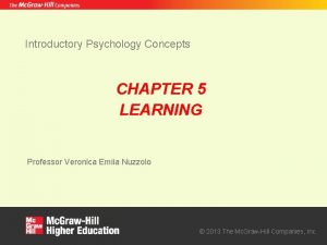Introductory Psychology Concepts CHAPTER 5 LEARNING Professor Veronica