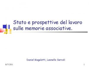 Stato e prospettive del lavoro sulle memorie associative