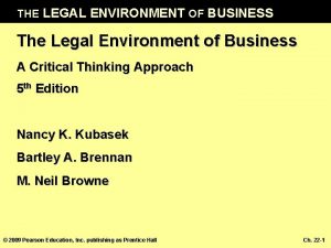 THE LEGAL ENVIRONMENT OF BUSINESS The Legal Environment