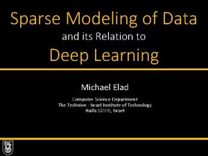 Sparse Modeling of Data and its Relation to