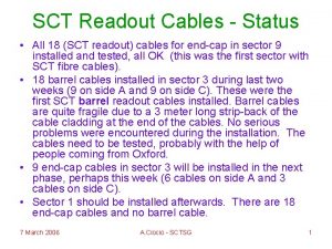 SCT Readout Cables Status All 18 SCT readout