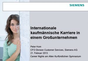 Internationale kaufmnnische Karriere in einem Grounternehmen Peter Horn