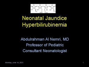 Neonatal Jaundice Hyperbilirubinemia Abdulrahman Al Nemri MD Professor