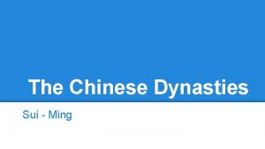 The Chinese Dynasties Sui Ming Chinese Achievements 1050