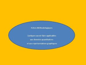 Fiches Mthodologiques Quelques savoirfaire applicables aux donnes quantitatives