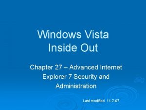 Windows Vista Inside Out Chapter 27 Advanced Internet