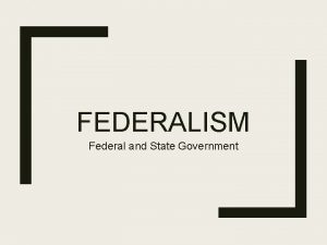 FEDERALISM Federal and State Government Before the Constitution