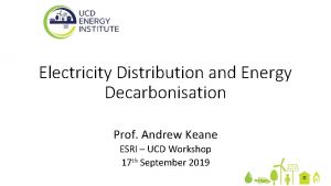 Electricity Distribution and Energy Decarbonisation Prof Andrew Keane
