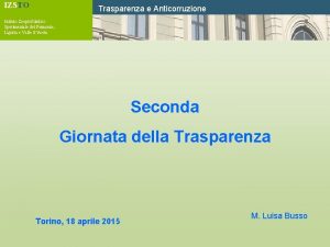 IZSTO Trasparenza e Anticorruzione Istituto Zooprofilattico Sperimentale del