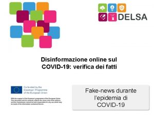Disinformazione online sul COVID19 verifica dei fatti Fakenews