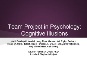 Team Project in Psychology Cognitive Illusions Akhil Dondapati