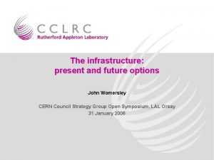 The infrastructure present and future options John Womersley