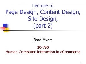 Lecture 6 Page Design Content Design Site Design