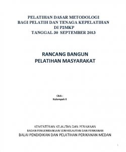 PELATIHAN DASAR METODOLOGI BAGI PELATIH DAN TENAGA KEPELATIHAN