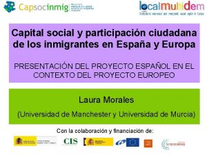 Capital social y participacin ciudadana de los inmigrantes