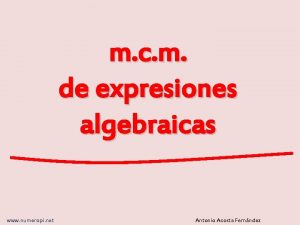 Mcm de expresiones algebraicas