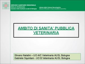 AMBITO DI SANITA PUBBLICA VETERINARIA Silvano Natalini UO