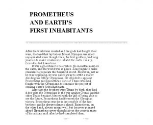 PROMETHEUS AND EARTHS FIRST INHABITANTS After the world