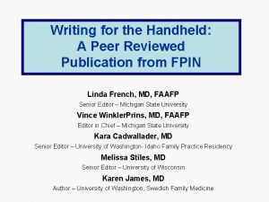 Writing for the Handheld A Peer Reviewed Publication