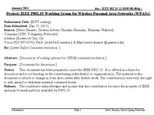 January 2011 doc IEEE 802 15 11 0109