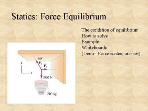 Statics Force Equilibrium The condition of equilibrium How