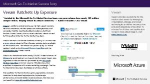 Microsoft Office GoToMarket 365 Success Story Veeam Ratchets