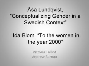 sa Lundqvist Conceptualizing Gender in a Swedish Context