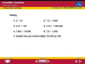 Scientific Notation e Nvision math LESSON 1 9