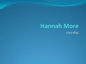 Hannah More 1745 1833 Familial Facts Hannah More